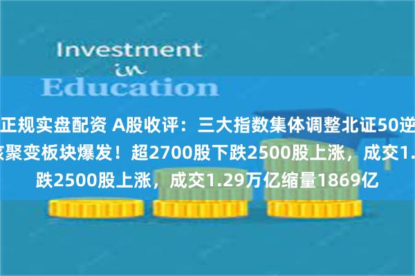 正规实盘配资 A股收评：三大指数集体调整北证50逆势涨1.86%，可控核聚变板块爆发！超2700股下跌2500股上涨，成交1.29万亿缩量1869亿