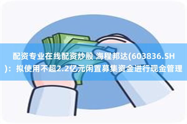 配资专业在线配资炒股 海程邦达(603836.SH)：拟使用不超2.2亿元闲置募集资金进行现金管理