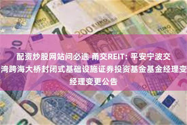 配资炒股网站问必选 甬交REIT: 平安宁波交投杭州湾跨海大桥封闭式基础设施证券投资基金基金经理变更公告